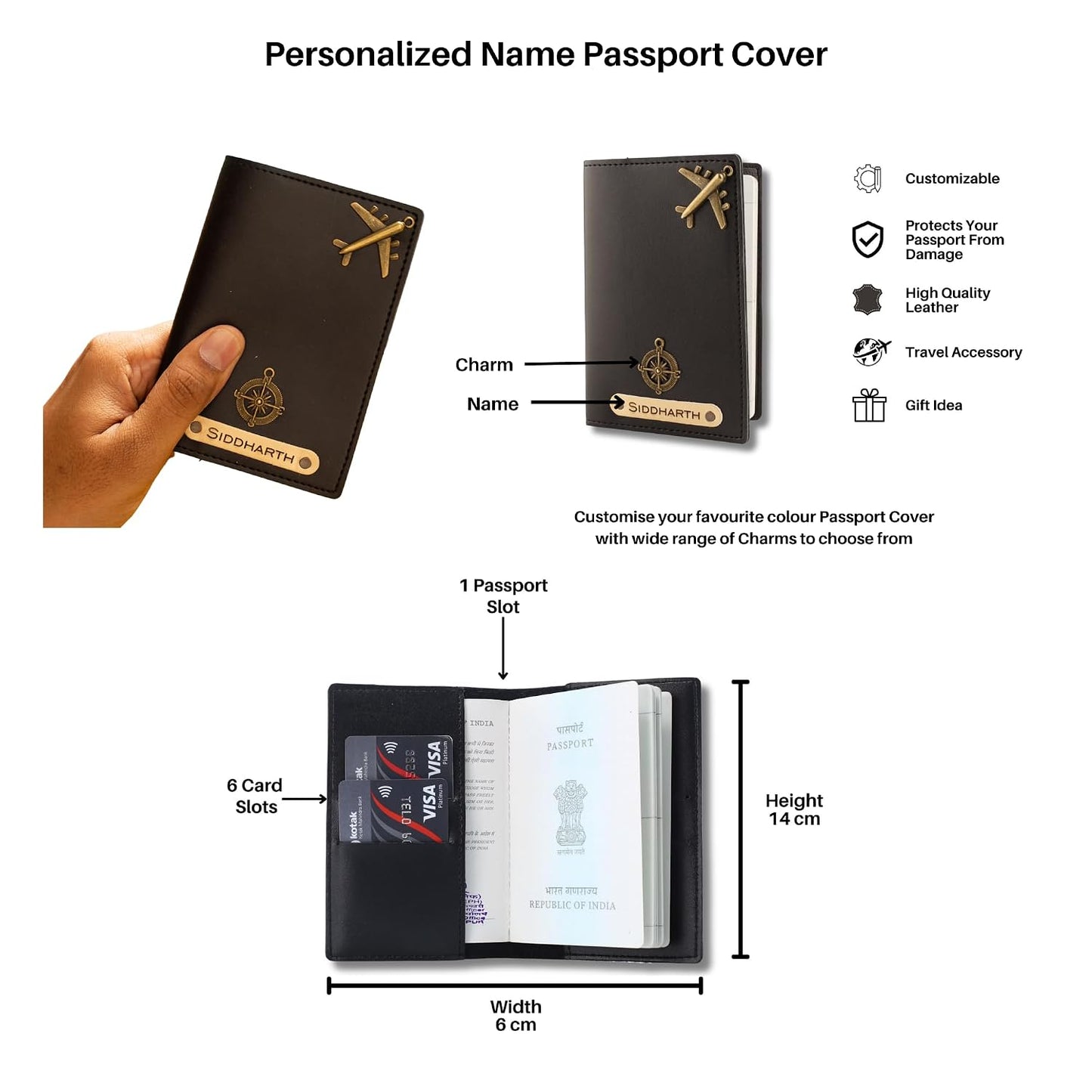 Custom Name Wallet Accessories Combo Set for MEN in Black colour [DM007]