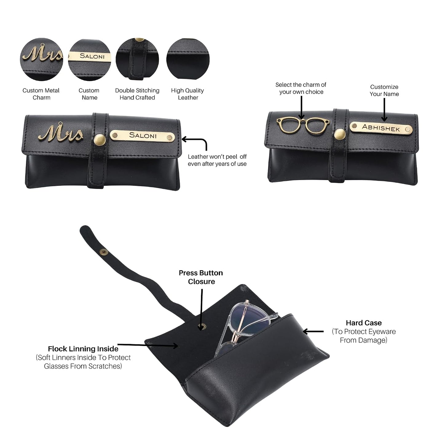 Custom Name Wallet Accessories Combo Set for MEN in Black colour [DM007]