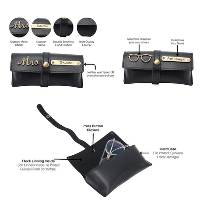 Custom Name Wallet Accessories Combo Set for MEN in Black colour [DM007]