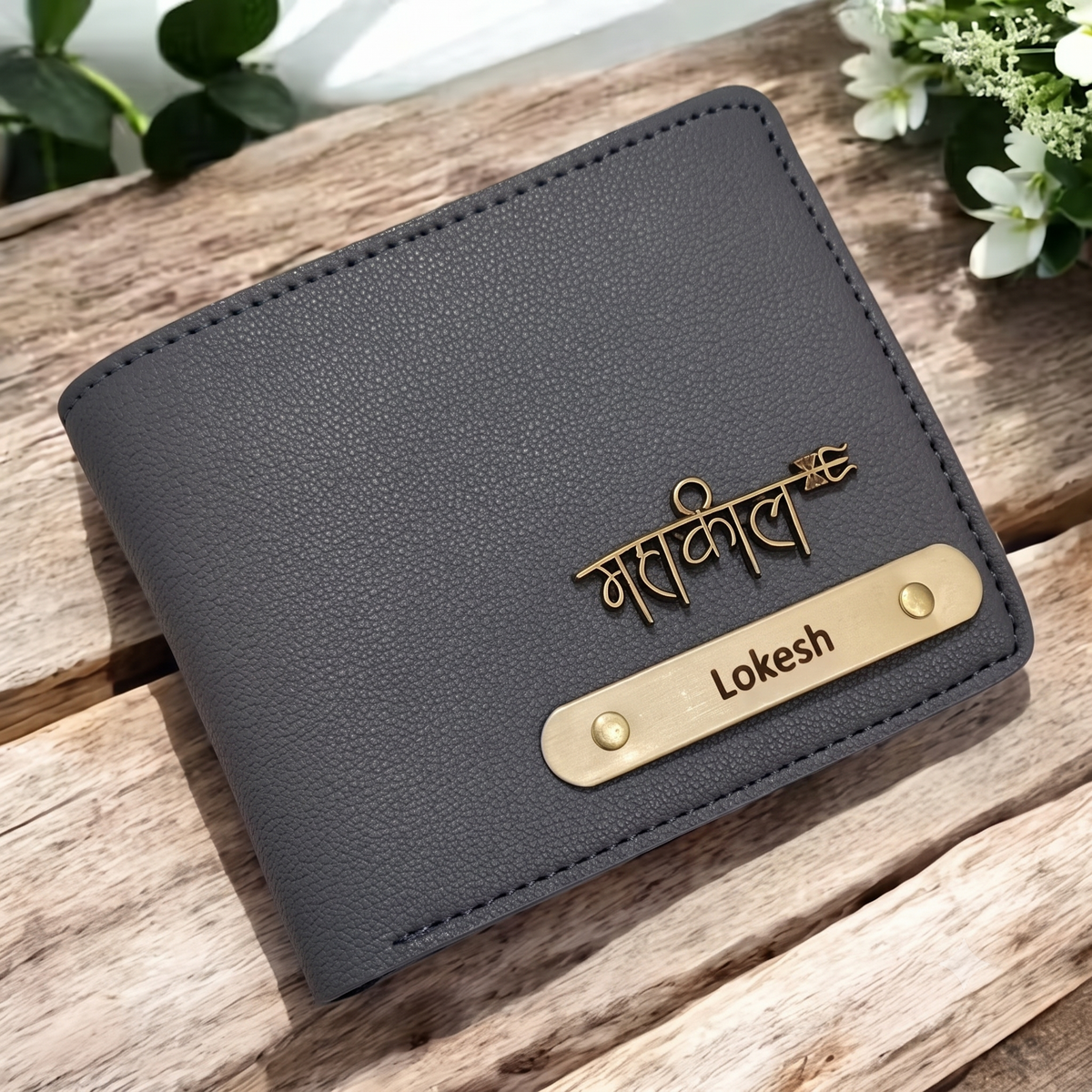 Customised Wallet with Name & Charm for men [DM009]